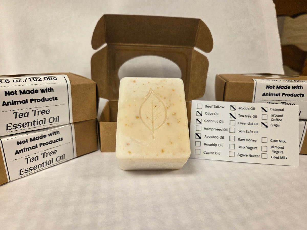 Unscented Tea Tree Oil Soap (Not Produced with Animal Products)-Leaf Type Bar