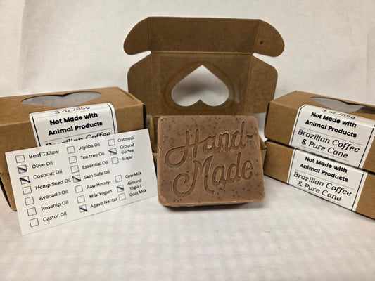 Brazilian Coffee & Pure Cane Soap(Not made with Animal Products)-Handmade Type Bar