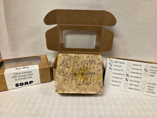 Citrus Fantasy Soap w/orange juice & orange zest-Spa Type Bar