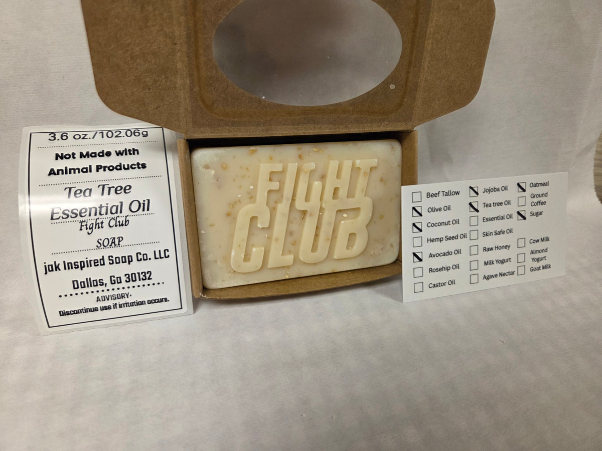 Unscented Tea Tree Essential Oil Soap (Not Produced with Animal Products)-Fight Club Type Bar
